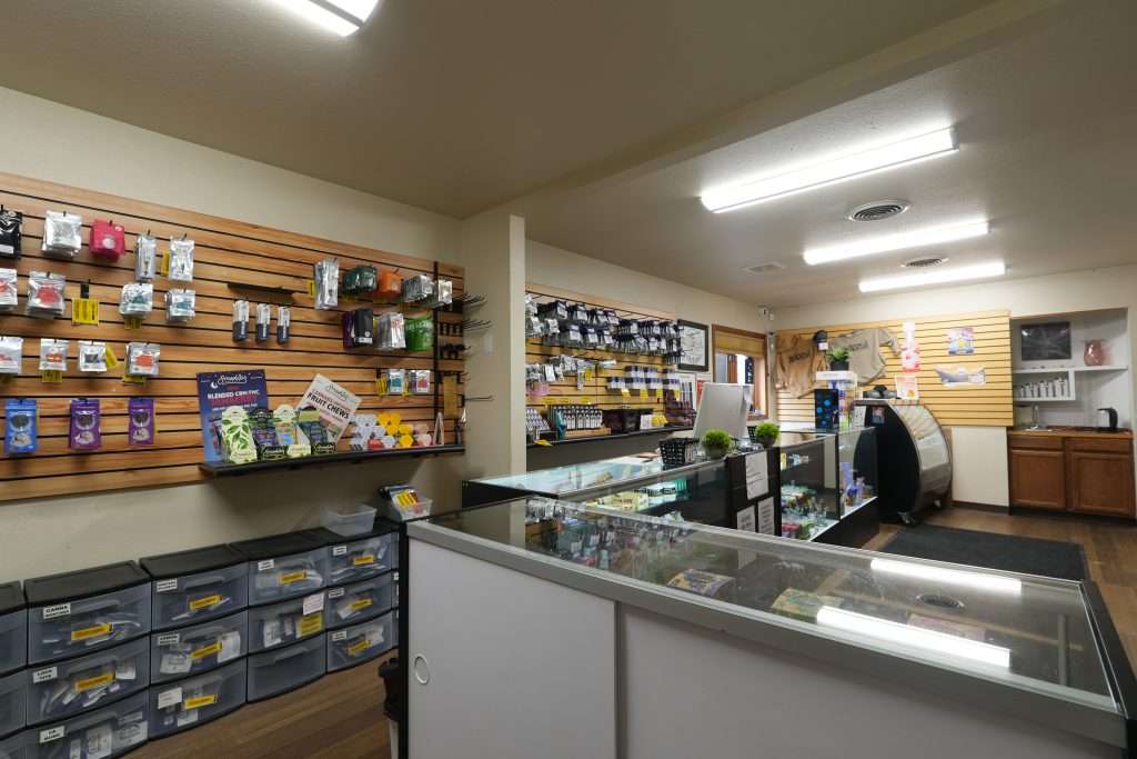 Interior of Bozeman dispensary Top Shelf Botanicals, featuring premium cannabis products such as flower, concentrates, and edibles.