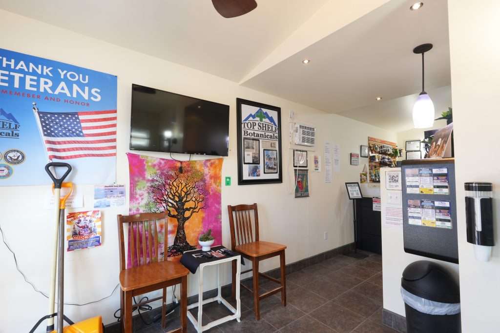 Interior of dispensary in Livingston, MT, featuring premium cannabis products like flower, concentrates, edibles, and accessories.
