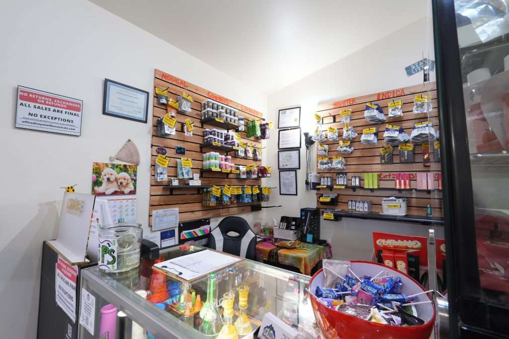 Interior of dispensary in Livingston, MT, featuring premium cannabis products like flower, concentrates, edibles, and accessories.