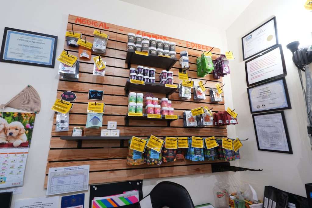 Interior of dispensary in Livingston, MT, featuring premium cannabis products like flower, concentrates, edibles, and accessories.