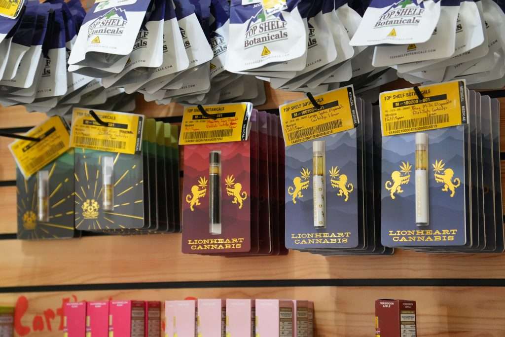 Interior of dispensary in Livingston, MT, featuring premium cannabis products like flower, concentrates, edibles, and accessories.