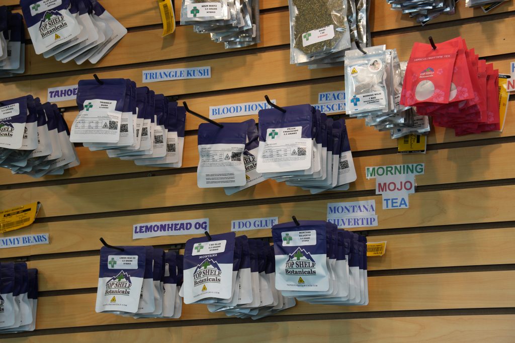 Interior of Three Forks dispensary, featuring premium cannabis products like flower, concentrates, edibles, and accessories.