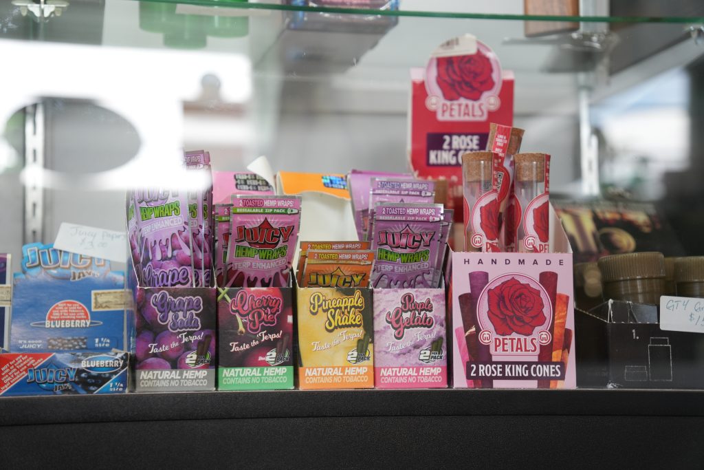 Interior of Three Forks dispensary, featuring premium cannabis products like flower, concentrates, edibles, and accessories.