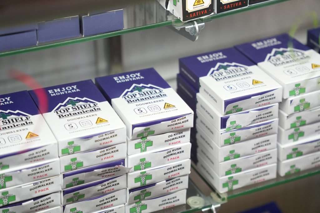 Interior of dispensary in Butte MT Top Shelf Botanicals, featuring premium cannabis products like flower, concentrates, and edibles.