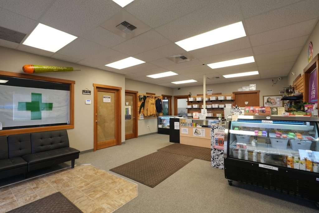 Interior of dispensary in Helena MT, Top Shelf Botanicals, featuring premium cannabis products like flower, concentrates, edibles, and accessories.