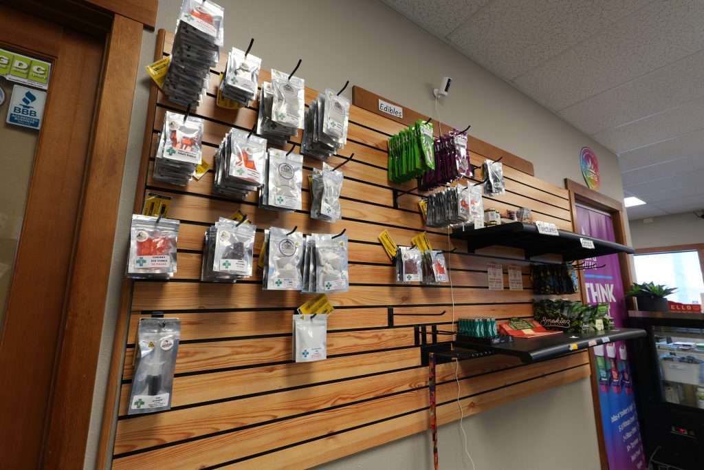 Interior of dispensary in Helena MT, Top Shelf Botanicals, featuring premium cannabis products like flower, concentrates, edibles, and accessories.