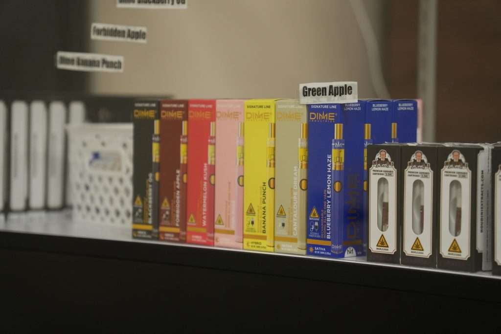 Interior of the best dispensary in Great Falls, Top Shelf Botanicals, featuring premium cannabis products like flower, concentrates, edibles, and accessories.
