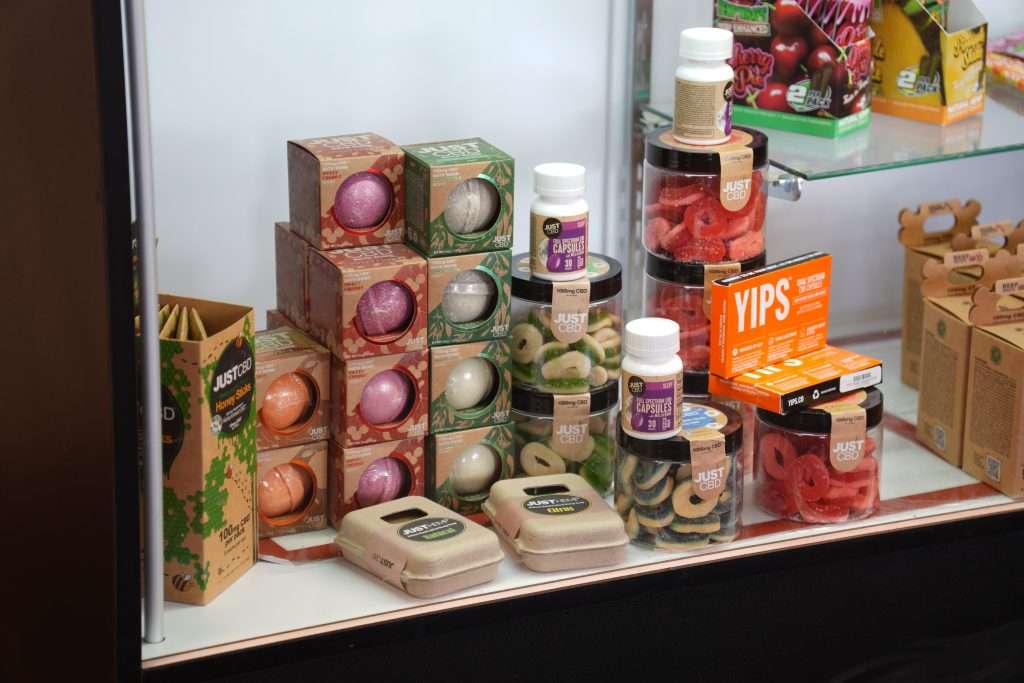 Interior of dispensary in Kalispell, MT, featuring premium cannabis products like flower, concentrates, edibles, and accessories.