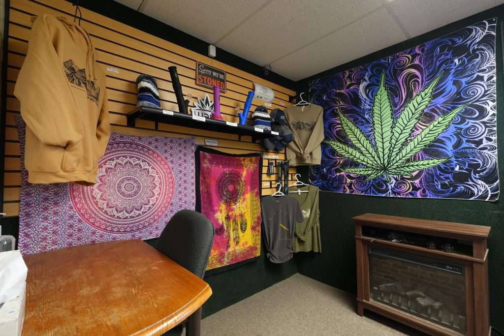 Interior of Polson dispensary, featuring premium cannabis products like flower, concentrates, edibles, and accessories.