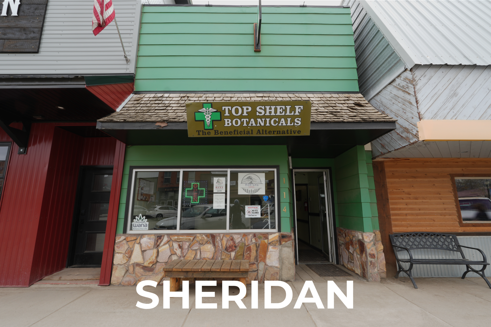 Exterior view of the best dispensary in Sheridan, Top Shelf Botanicals