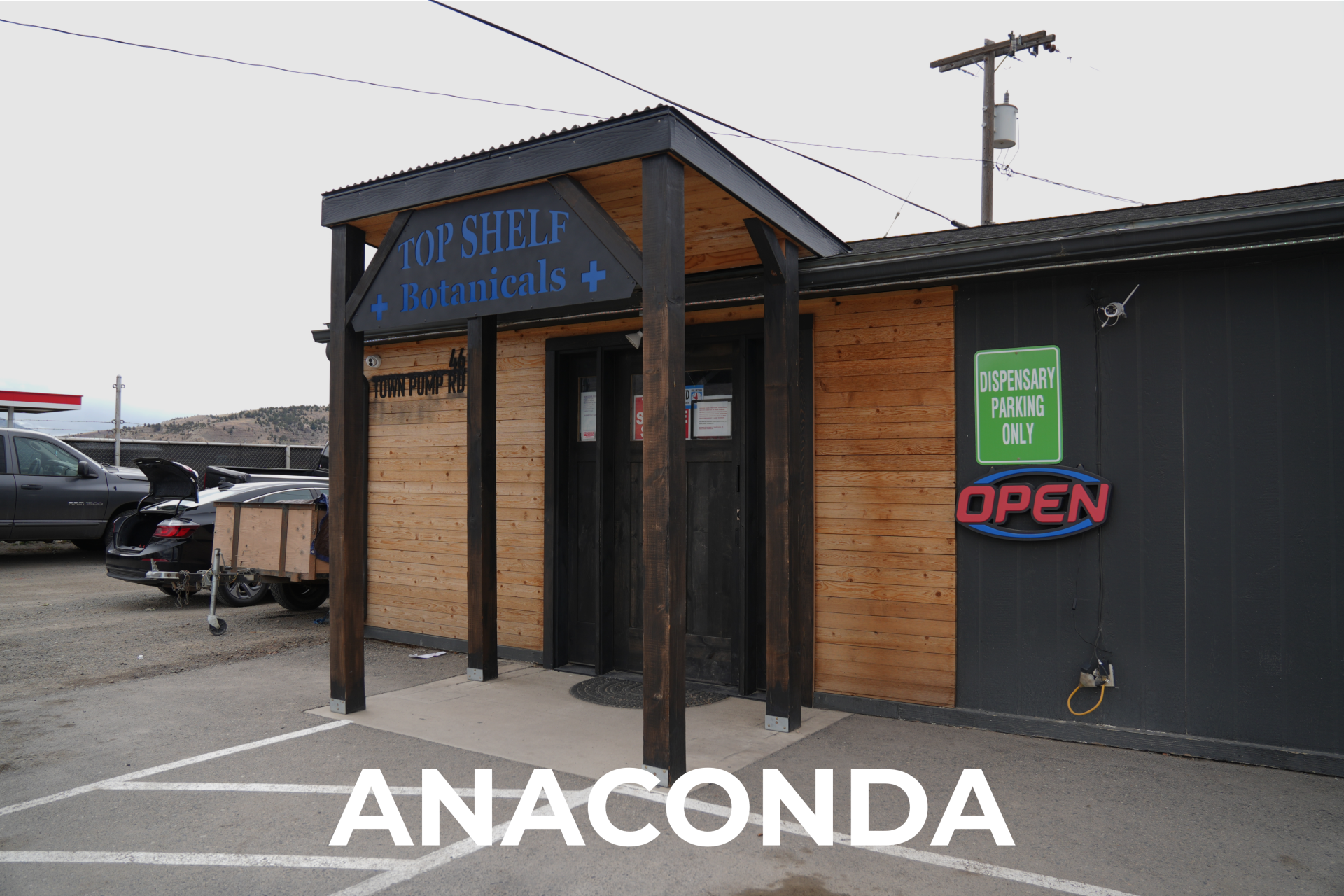 Exterior view of the best dispensary in Anaconda, Top Shelf Botanicals
