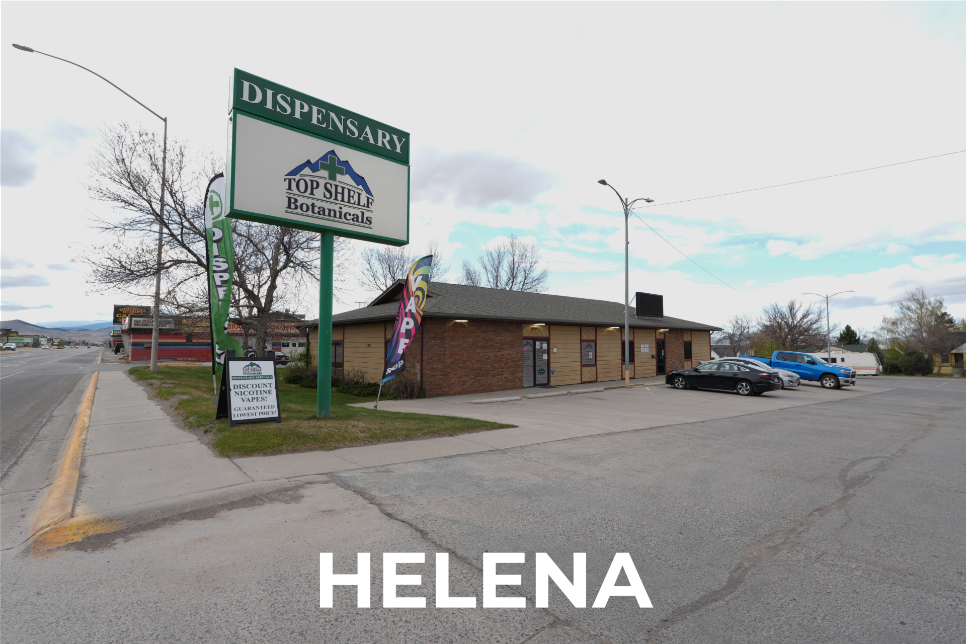 Exterior view of the best dispensary in Helena, Top Shelf Botanicals
