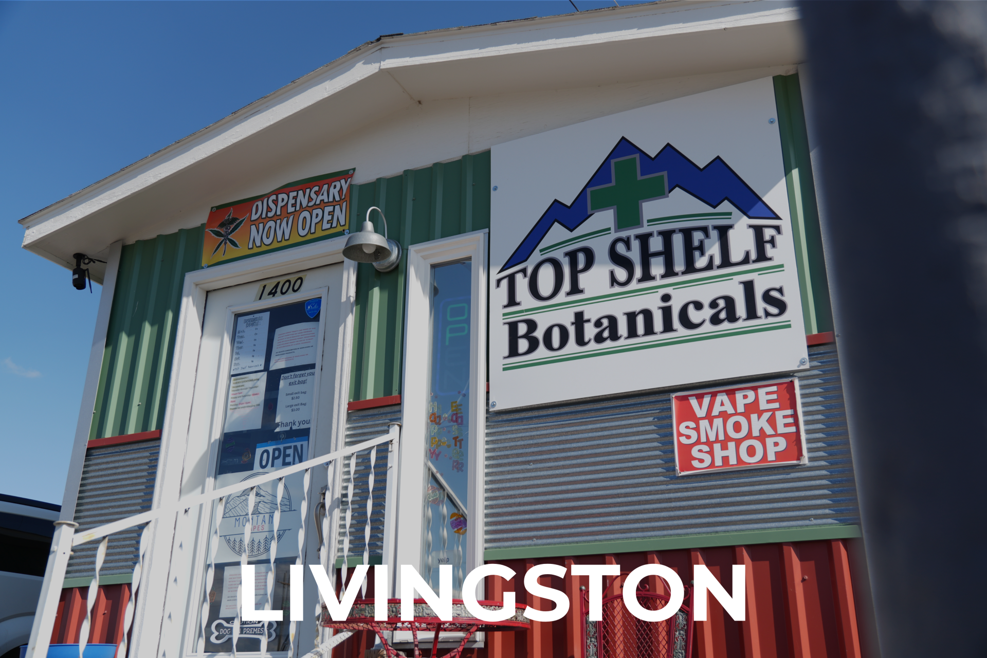 Exterior view of the best dispensary in Livingston, Top Shelf Botanicals