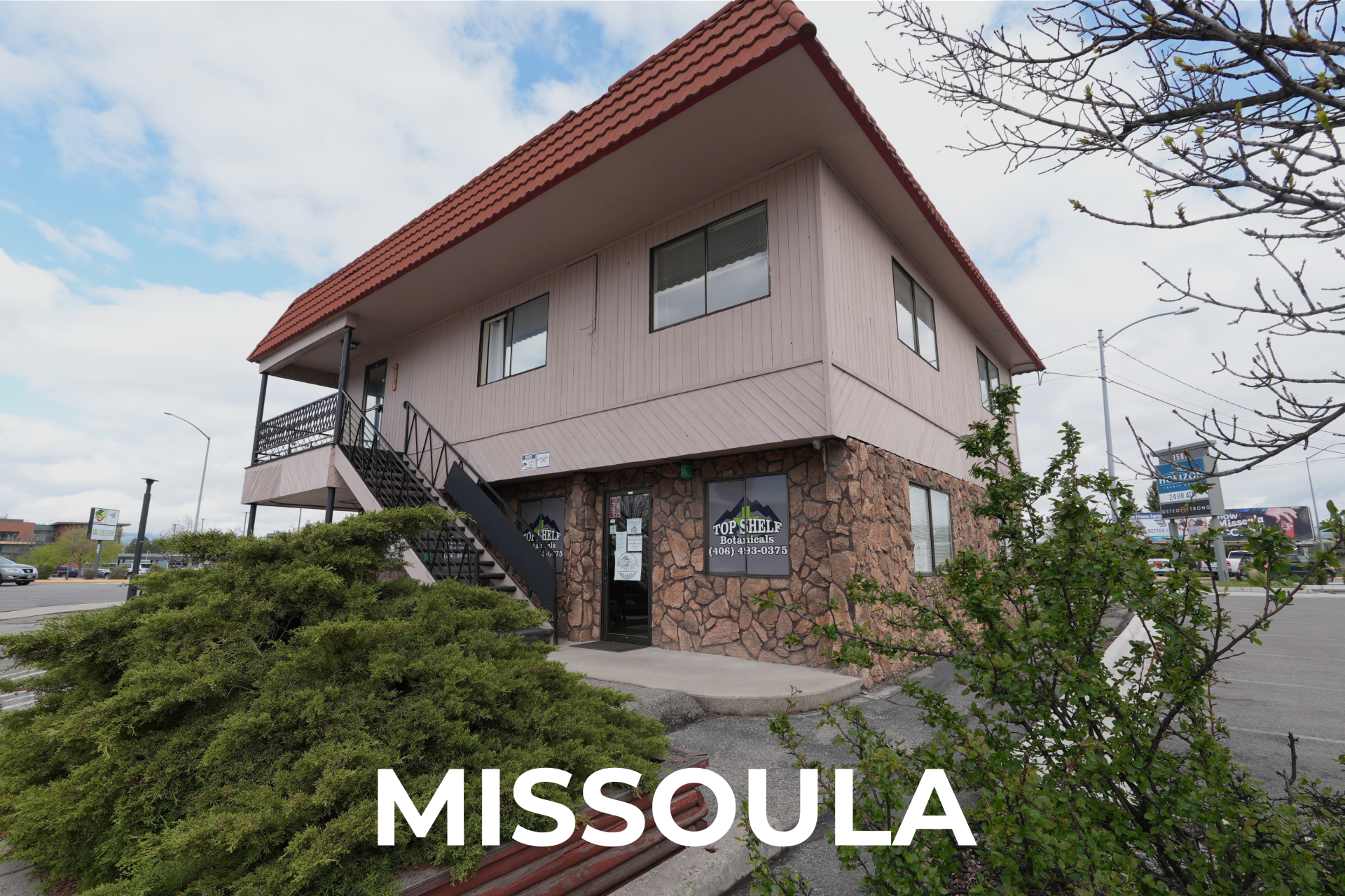 Exterior view of the best dispensary in Missoula, Top Shelf Botanicals